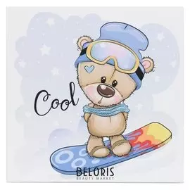 Картина "Мишка на сноуборде" 35х35 см