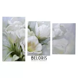 Картина модульная на подрамнике "Белые тюльпаны" 99x65 см. (33х45, 33х50, 33х65)