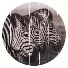 Картина на дереве "Три зебры" 40х40 см