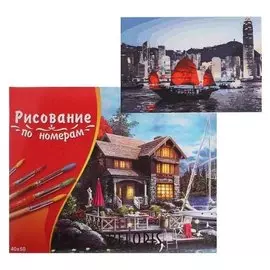 Картина по номерам 40×50 см в коробке, 20 цветов «Корабль в гонконге»