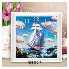 Картина по номерам - часы «Корабль», 30х30 см