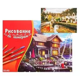 Картина по номерам на холсте 30 × 40 см, «Дома у моста»