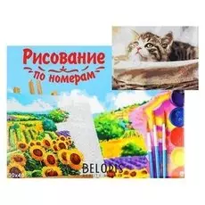 Картина по номерам на холсте 30 × 40 см «Котик в корзине»
