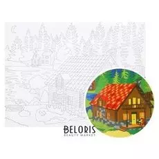 Картина по номерам на холсте, 30 × 40 см «Домик в ночном лесу»