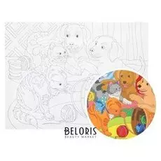 Картина по номерам на холсте, 30 × 40 см «Игривые котята и щенки»