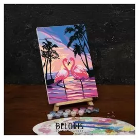 Картина по номерам на холсте "Фламинго на закате", 30*20 см