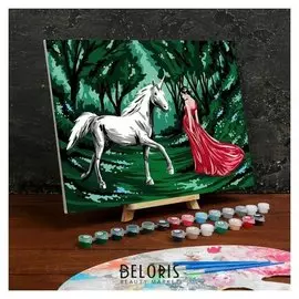 Картина по номерам на холсте с подрамником «Девушка с единорогом» 30×40 см