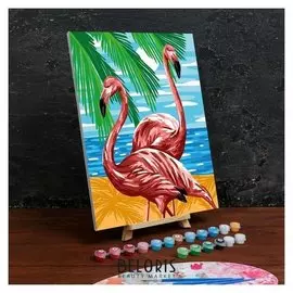 Картина по номерам на холсте с подрамником «Фламинго» 30×40 см