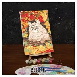 Картина по номерам на холсте с подрамником «Кот в осеннем лесу», 30х20 см