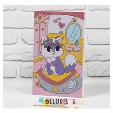 Картина по номерам на подрамнике «Котенок на пуфике» 20×30 см