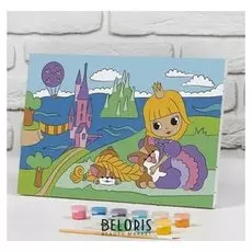 Картина по номерам на подрамнике «Принцесса у замка» 20×30 см