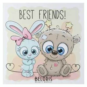 Картина "Зайка и мишка - лучшие друзья" 35х35 см