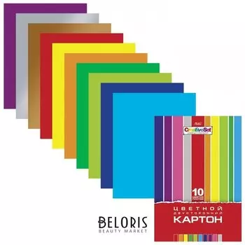Картон цветной А4 Creative, 10 листов 10 цветов