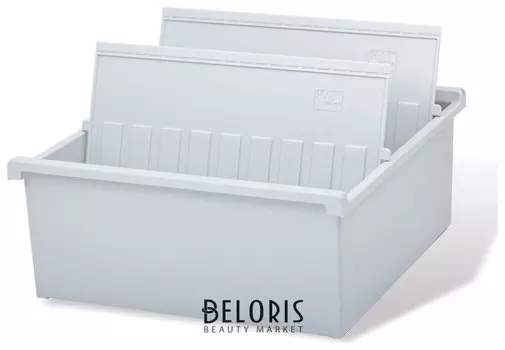 Картотека пластиковая формат А4 (297х210 мм), горизонтональная на 1300 карт, серая, Han