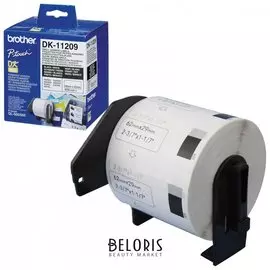 Картридж для принтеров этикеток Brother Dk11209, 62 мм х 29 м, черный шрифт, белый фон, 800 наклеек в рулоне