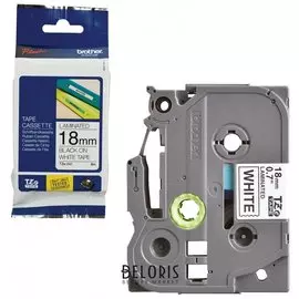 Картридж для принтеров этикеток Brother Tze-241, 18 мм х 8 м, чёрный шрифт, белый фон, ламинированная