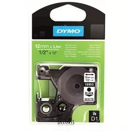 Картридж для принтеров этикеток Dymo D1, 12 мм х 3,5 м, лента нейлоновая, чёрный шрифт, белый фон, для неровных поверхностей