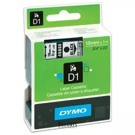Картридж для принтеров этикеток Dymo D1, 19 мм х 7 м, лента пластиковая, чёрный шрифт, прозрачный фон