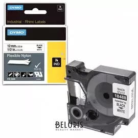 Картридж для принтеров этикеток Dymo Rhino, 12 мм х 3,5 м, лента нейлоновая, чёрный шрифт, неровная поверхность, белая