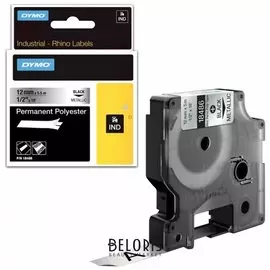 Картридж для принтеров этикеток DYMO Rhino, 12 мм х 5,5 м, лента полиэстерная, экстремальная температура, чёрный шрифт, металлик