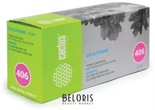 Картридж лазерный Cactus (Cs-clt-c406s) для Samsung Clp-365/365w, голубой, ресурс 1000 стр.