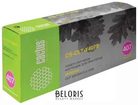 Картридж лазерный Cactus (Cs-clt-y407s) для Samsung Clp-320/325/n, желтый, ресурс 1000 стр.