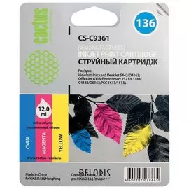 Картридж струйный CACTUS (CS-C9361) для HP Officejet 6313/Photosmart C3183, цветной