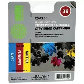 Картридж струйный CACTUS (CS-CL38) для CANON PIXMA iP1800/1900/2500/MP140/190, цветной, ресурс 205 стр.