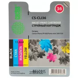 Картридж струйный CACTUS (CS-CLI36) для CANON PIXMA iP100, цветной, ресурс 250 стр.