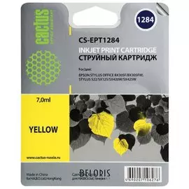 Картридж струйный CACTUS (CS-EPT1284) для EPSON Stylus S22/SX125/SX420W/BX305F, желтый
