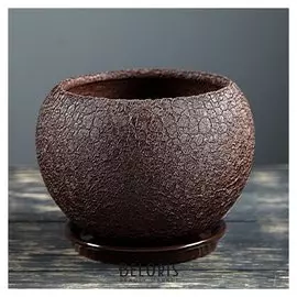 Кашпо, 1 л, "Шар", шёлк, шоколад