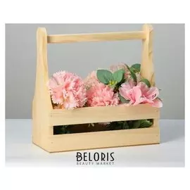 Кашпо деревянное 30×14×30 см, двухреечное, фигурное