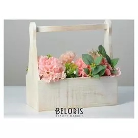 Кашпо деревянное 30×14×30 см, фигурное, состаренное