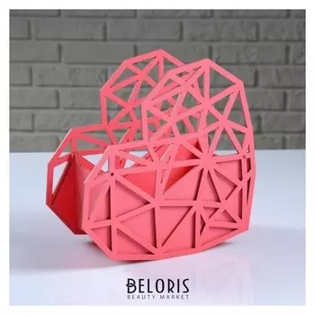 Кашпо деревянное "Сердце хайтек", коралловый, 20×10×20 см