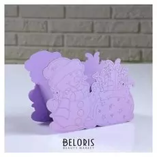 Кашпо деревянное "Снеговик с подарками", сиреневый, 21×9.2×15.5 см