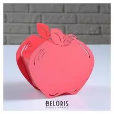 Кашпо деревянное "Яблоко сладкое", коралловый, 18×9.2×17.5 см