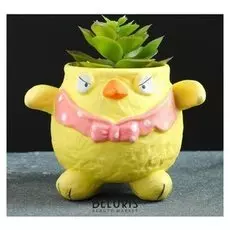 Кашпо фигурное "Цыпленок", зеленое 11*9*9см