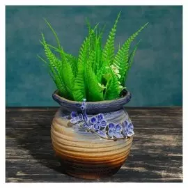 Кашпо фигурное "Горшочек", сине-коричневое 9*9*9,5 см