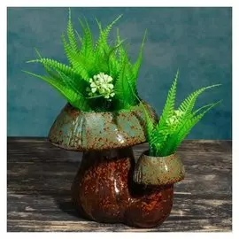 Кашпо фигурное "Грибочки", коричневое 19*15,5*15см