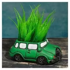 Кашпо фигурное "Машинка" зеленое, 15*9*6см