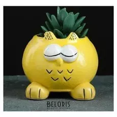 Кашпо фигурное "Совенок", желтое 9,5*10*7см