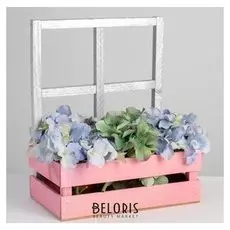 Кашпо флористическое с окном «Серебро», серебрянная краска, 15 х 25 х 30(9) см