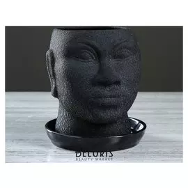 Кашпо "Голова африканки" шёлк, 1,4 л, чёрный