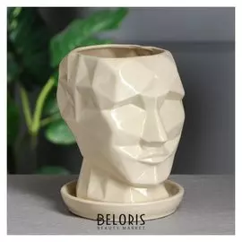 Кашпо "Кай" бежевая, глянец