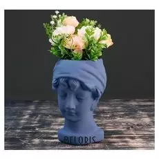 Кашпо керамическое "Голова девушки", голубое 21*18см