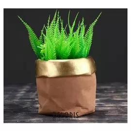 Кашпо керамическое "Мешочек", золотистое 12*10,5см