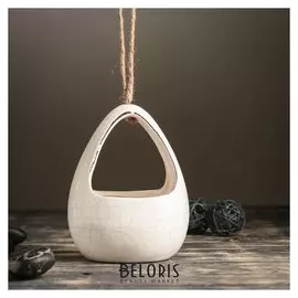 Кашпо керамическое подвесное "Корзинка" белое 13*11*18 см