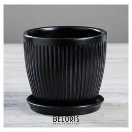 Кашпо "Осень" 1 л, вертикаль, чёрный лак