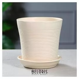 Кашпо "Вуаль" 1 л, резной, белый