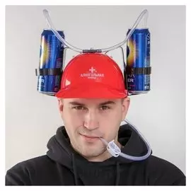 Каска с отверстиями под банки «Алкогольная помощь»